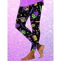 Women's Mardi Gras Carnival Slim Leggings Ankle-Length High Elasticity Mardi Gras Mask High Waist Casual Daily Outdoor Yoga Black 2# Black 3# S M Spring, Fall, Winter, Summer Lightinthebox - thumbnail