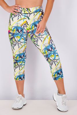 Womens Printed Pull On Leggings Botanical Cream Womens Printed Pull On Leggings Botanical Cream