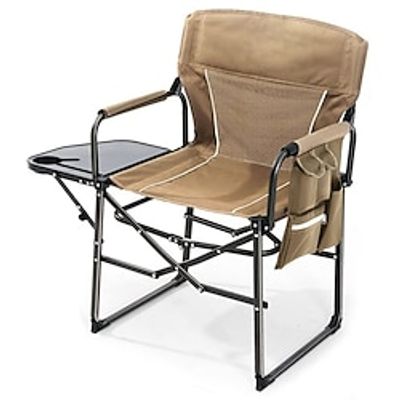 Camping Chair with Side Table Outdoor Portable Director's Chair, Multifunctional Storage Fishing Chair, Strong and Sturdy Beach Chair miniinthebox