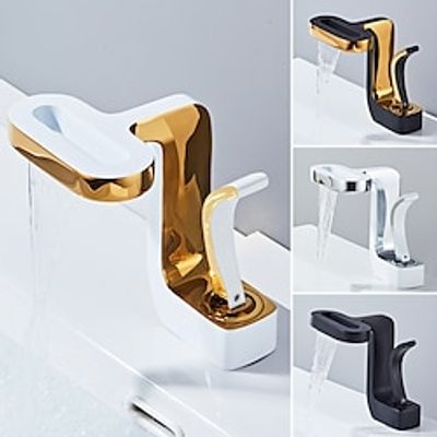 Bathroom Sink Faucet - Waterfall Electroplated Centerset Single Handle One HoleBath Taps Lightinthebox