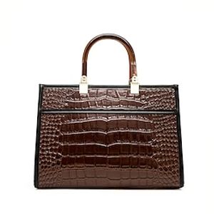 Women's Handbag PU Leather Office Large Capacity Crocodile Black Brown Green miniinthebox