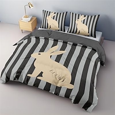 Rabbit Pattern Style Duvet Cover Set Soft Microfiber 3-Piece Luxury Weighted Bedding Set Home Decor Gift Lightinthebox