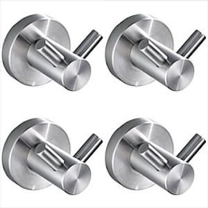 4pcs Towel Hooks Bathroom Coat Hook Robe Hook Stainless Steel Heavy Duty Door Hanger Towel Robe Clothes Cabinet Closet Sponges Wall Hook for Bathroom Bedroom Kitchen Hotel Pool miniinthebox
