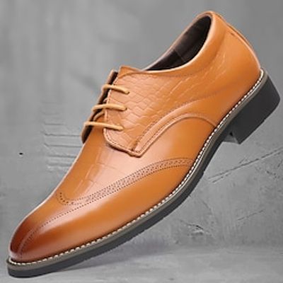 Men's Oxfords Derby Shoes Formal Shoes Brogue Dress Shoes Walking Vintage Business British Gentleman Wedding Office  Career Party  Evening PU Loafer Black White Brown Spring Fall Lightinthebox