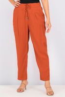 Womens Drawstring Plain Pant  Rust - thumbnail