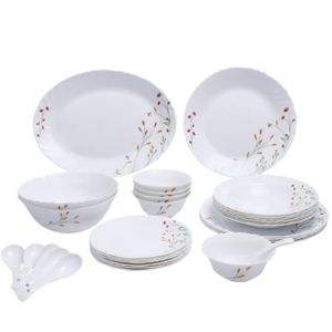 Royalford 34 Pcs Opalware Floral Design Plates, Bowls, Spoons Dinner Set - RF8984