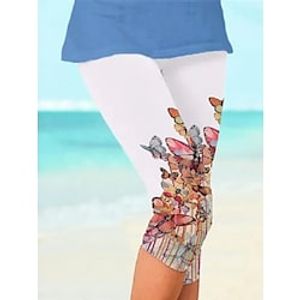 Women's Leggings Black White Fashion Casual Daily Calf-Length Tummy Control Butterfly S M L XL 2XL Lightinthebox