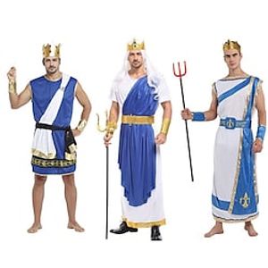 Pharaoh Couples' Costumes Men's Movie Cosplay Cosplay Halloween Blue Cyan White Dress Headwear Waist Belt Halloween Carnival Masquerade Polyester  Wrist Brace Lightinthebox