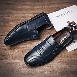 Men's Loafers  Slip-Ons Penny Loafers Casual Daily Walking Shoes Cowhide Breathable Non-slipping Wear Proof Blue Black Brown Fall miniinthebox