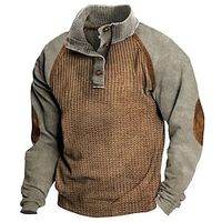 Men's Sweatshirt Brown Standing Collar Plain Patchwork Color Block Sports Outdoor Daily Holiday Streetwear Basic Casual Spring Fall Clothing Apparel Hoodies Sweatshirts miniinthebox