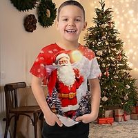 Christmas Boys 3D Santa Claus Tee Shirt Short Sleeve 3D Print Fall Active Sports Fashion Polyester Kids 3-12 Years Outdoor Casual Daily Regular Fit Lightinthebox - thumbnail