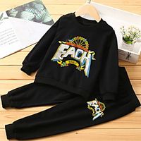 Kids Boys' Clothing Set 2 Pieces Long Sleeve Black Letter Print Indoor Outdoor Casual Daily Regular 2-6 Years Lightinthebox - thumbnail