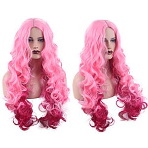 Synthetic Wig Deep Wave Middle Part Wig Medium Length Pink Synthetic Hair Women's Anime Cosplay Party Pink Lightinthebox