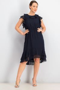 Womens Chiffon Jacquard Dress  Indigo