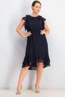 Womens Chiffon Jacquard Dress  Indigo - thumbnail