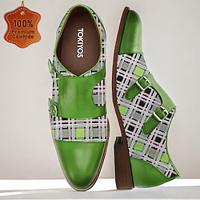 Men's Monk shoes Green Brogue Leather Italian Full-Grain Cowhide Slip Resistant Magic Tape Buckle Lightinthebox