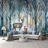 Christmas Forest Elk Hanging Tapestry Wall Art Xmas Large Tapestry Mural Decor Photograph Backdrop Blanket Curtain Home Bedroom Living Room Decoration miniinthebox - thumbnail
