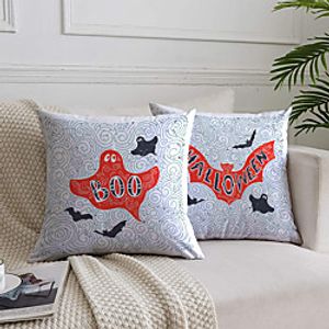 Halloween Double Side Cushion Cover 2PC Soft Decorative Square Throw Pillow Cover Cushion Case Pillowcase for Bedroom Livingroom Superior Quality Machine Washable Indoor Cushion for Sofa Couch Bed Chair Lightinthebox