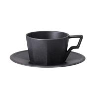 Kinto Oct Cup & Saucer 220ml - Black - thumbnail