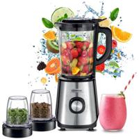 Kenwood 1.5l Glass Blender With Mill 1000w Black & Silver, BLM45.720SS