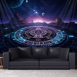 Compass Blacklight Tapestry UV Reactive Glow in the Dark Trippy Misty Nature Landscape Hanging Tapestry Wall Art Mural for Living Room Bedroom Lightinthebox