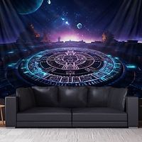 Compass Blacklight Tapestry UV Reactive Glow in the Dark Trippy Misty Nature Landscape Hanging Tapestry Wall Art Mural for Living Room Bedroom Lightinthebox - thumbnail