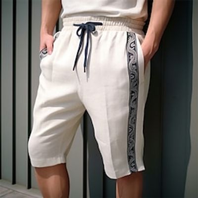 Men's Shorts Linen Shorts Summer Shorts Pocket Drawstring Elastic Waist Patchwork Comfort Breathable Short Casual Daily Holiday Linen Cotton Blend Ethnic Style Classic Style White Lightinthebox Men's Shorts Linen Shorts Summer Shorts Pocket Drawstring Elastic Waist Patchwork Comfort Breathable Short Casual Daily Holiday Linen Cotton Blend Ethnic Style Classic Style White Lightinthebox