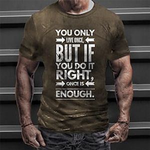 Men's Unisex T shirt Tee Letter Graphic Prints Crew Neck Army Green Brown Navy Blue Black 3D Print Outdoor Street Short Sleeve Print Clothing Apparel Vintage Sports Designer Casual  Summer  Summer Lightinthebox