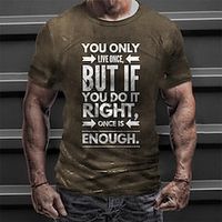 Men's Unisex T shirt Tee Letter Graphic Prints Crew Neck Army Green Brown Navy Blue Black 3D Print Outdoor Street Short Sleeve Print Clothing Apparel Vintage Sports Designer Casual  Summer  Summer Lightinthebox - thumbnail