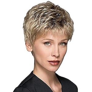 Gnimegil Short Straight Ombre Blonde Color Synthetic Wigs for Women with Bangs Heat Resistant Fiber Party Costume Wig Natural Daily Wear Wigs Lightinthebox