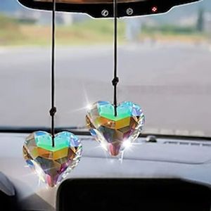 1pc, Lighting Pendant, Crystal Sun Catcher Rainbow Prism Light Catcher Heart Crystal Pendant Window Hanging Wind Chime Car Charm Garden Home Decoration Lightinthebox