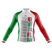 21Grams Italy National Flag Men's Long Sleeve Cycling Jersey - Red / White Bike Jersey Top Thermal Warm UV Resistant Anatomic Design Sports Winter Summer Fleece 100% Polyester Mountain Bike MTB Road miniinthebox - thumbnail