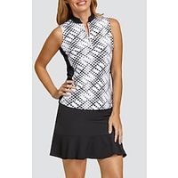 Women's Golf Polo Shirt Black Sleeveless Top Polka Dot Ladies Golf Attire Clothes Outfits Wear Apparel miniinthebox