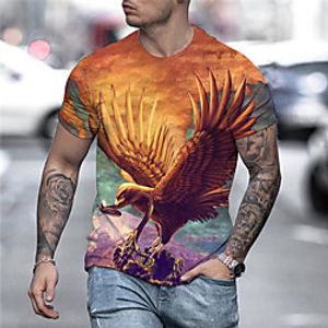Men's Unisex Tee T shirt Shirt 3D Print Graphic Prints Eagle Print Short Sleeve Daily Tops Casual Designer Big and Tall Orange miniinthebox