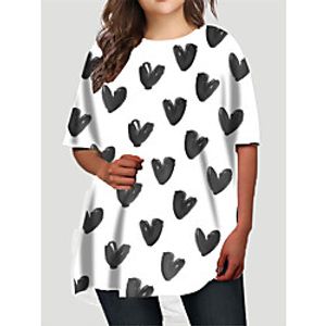 Women's Plus Size Dress T Shirt Dress Tee Dress Short Mini Dress Half Sleeve Graphic Heart Print Basic Fall Spring Summer Black XL XXL 3XL 4XL 5XL Lightinthebox