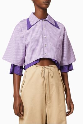 Reversible Two Layers Melting Cropped Shirt Reversible Two Layers Melting Cropped Shirt
