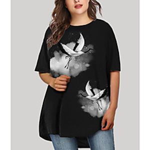 Women's Plus Size Dress T Shirt Dress Tee Dress Short Mini Dress Half Sleeve Graphic Animal Print Basic Fall Spring Summer Black XL XXL 3XL 4XL 5XL Lightinthebox