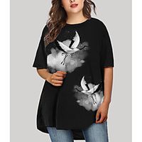 Women's Plus Size Dress T Shirt Dress Tee Dress Short Mini Dress Half Sleeve Graphic Animal Print Basic Fall Spring Summer Black XL XXL 3XL 4XL 5XL Lightinthebox - thumbnail