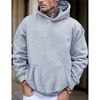 Men's Hoodie Gray Hooded Plain Sports  Outdoor Daily Holiday Streetwear Cool Basic Spring   Fall Clothing Apparel Hoodies Sweatshirts  miniinthebox