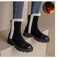 Women's Boots Snow Boots Winter Boots Home Daily Booties Ankle Boots Zipper Chunky Heel Round Toe Casual Comfort Minimalism Nylon Zipper Solid Color Dark Brown Black Lightinthebox - thumbnail