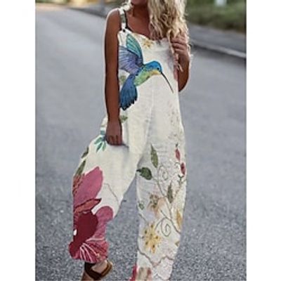 Women's Jumpsuit Print Animal Square Neck Elegant Holiday Weekend Straight Regular Fit Strap White S M L Spring Lightinthebox Women's Jumpsuit Print Animal Square Neck Elegant Holiday Weekend Straight Regular Fit Strap White S M L Spring Lightinthebox