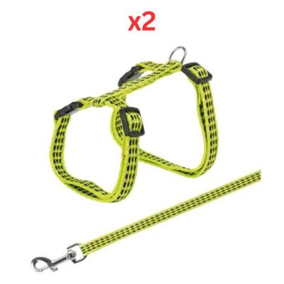 Trixie Reflecting Harness With Leash For Cats - Lime 22-42cm (Pack Of 2)