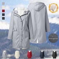 Women's Hiking Raincoat Waterproof Hiking Jacket Rain Jacket Winter Outdoor Thermal Warm Windproof Breathable Lightweight Hoodie Parka Teddy Coat Full Length Hidden Zipper Ski  Snowboard Fishing Lightinthebox - thumbnail