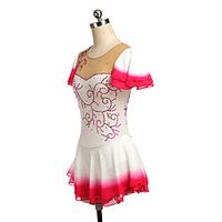 Figure Skating Dress Women's Girls' Ice Skating Dress White Patchwork Asymmetric Hem Spandex High Elasticity Training Competition Skating Wear Crystal  Rhinestone Short Sleeve Ice Skating Figure Lightinthebox - thumbnail