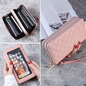 Women's Wallet Credit Card Holder Wallet PU Leather Shopping Daily Zipper Touchscreen Lightweight Durable Solid Color Black Yellow Pink miniinthebox