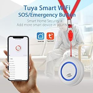 tuya wifi sos button smart wireless sensor alarm elderly alarm waterproof emergency help alarm switch work smart home security Lightinthebox