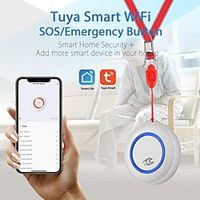 tuya wifi sos button smart wireless sensor alarm elderly alarm waterproof emergency help alarm switch work smart home security Lightinthebox - thumbnail