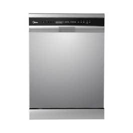 Midea Smart Freestanding Dishwasher, 14 Place Settings, 8 Programs, Wi-Fi, Delay Start & Half Load Function, Silent & High Energy Efficient, Rapid Wash, Child Lock, Self Cleaning Silver WQP14-W7633CS