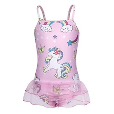 Kids Girls' Swimsuit Outdoor Graphic Active Bathing Suits 7-13 Years Spring Pink Blue Purple Lightinthebox