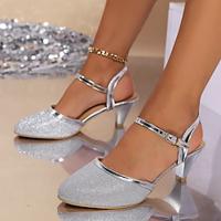 Women's Sandals Comfort Shoes Daily Cuban Heel Round Toe Casual Faux Leather Ankle Strap Silver Gold Lightinthebox